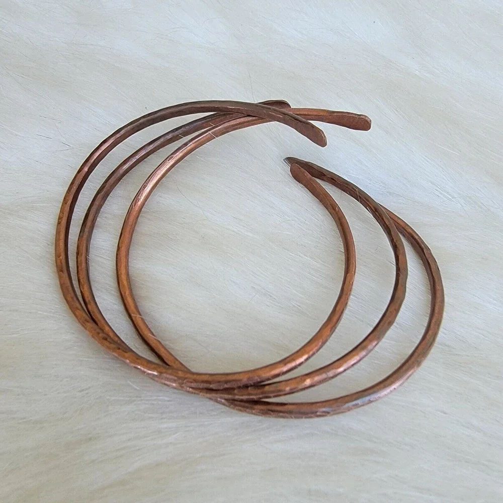 Set of 3 adjustable copper bangles